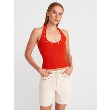 21162 Halter Yaka Top-K.kırmızı