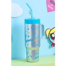 Powerpuff Girls Lisanslı Pipetli Plastik Şişe 1250 ml - Bubbles
