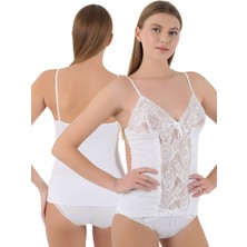 Kadın Ip Askılı Dantelli Gecelik & Atlet Külot Takımı – Zarafet ve Konforun