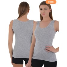 Kadın 3'lü Ribana Kumaşlı Kalın Askılı Atlet Seti