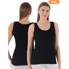 Kadın 3'lü Ribana Kumaşlı Kalın Askılı Atlet Seti