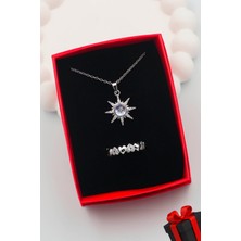 Kadın 316L Çelik Kutup Yıldızı Kolye ve Ayarlanabilir Kalp Yüzük Seti