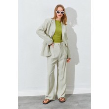 Kadın Çağla Blazer Ceketli Palozzo Modal Pantolonlu Takım