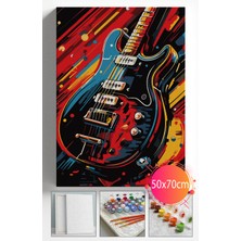 Sayılarla Boyama Seti Numaralı Tuval Fırça Boya Dahil Kasnaklı Set 50X70 cm - Gitar