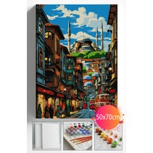Sayılarla Boyama Seti Numaralı Tuval Fırça Boya Dahil Kasnaklı Set 50X70 cm -  Sirkeci