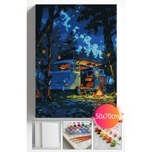 Sayılarla Boyama Seti Numaralı Tuval Fırça Boya Dahil Kasnaklı Set 50X70 cm - Kamp