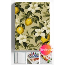 Sayılarla Boyama Seti Numaralı Tuval Fırça Boya Dahil Kasnaklı Set 50X70 cm - Limon