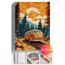Sayılarla Boyama Seti Numaralı Tuval Fırça Boya Dahil Kasnaklı Set 50X70 cm -  Turuncu Vosvos