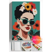 Sayılarla Boyama Seti Numaralı Tuval Fırça Boya Dahil Kasnaklı Set 50X70 cm -Kahlo Güllü