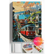 Sayılarla Boyama Seti Numaralı Tuval Fırça Boya Dahil Kasnaklı Set 50X70 cm - Istanbul