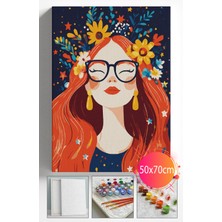 Sayılarla Boyama Seti Numaralı Tuval Fırça Boya Dahil Kasnaklı Set 50X70 cm - Çiçek GÖKYÜZÜ005