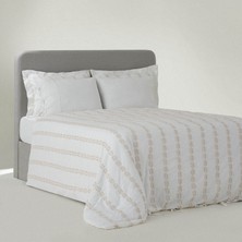 Ecocotton Sima Çift Kişilik Nevresim Takımı  Organik Pamuk Müslin Brodeli Krem 200x220 cm