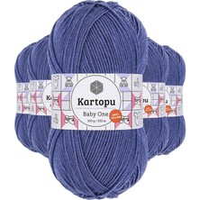 Kartopu 5 Adet Baby One Tüylenmeyen El Örgü Ipi Yünü Açık Lacivert K604