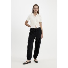 DeFacto Jogger Fit Gabardin Kumaş Normal Bel Basic Kargo Cepli Pantolon B0454AX24AU