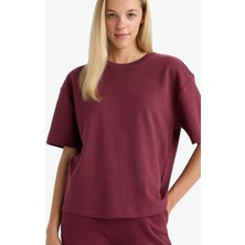 DeFacto Oversize Geniş Kalıp Bisiklet Yaka Basic Düz Kısa Kollu Tişört C7630AX25AU