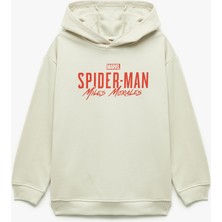 Lisanslı Örümcek Adam Baskılı Uzun Kollu Şardonlu Pamuklu Kapşonlu Sweatshirt