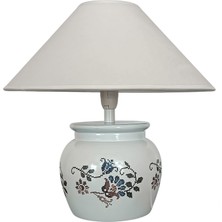 Nedal Desen Baskılı Minimal Beyaz Abajur