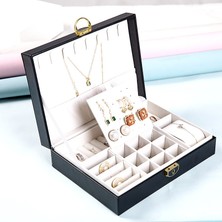 Mücevher Kutusu Organizer Düzenleyici Beyaz Kutusu Anahtarlı Kolye Küpe Saat Kutusu