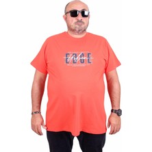 Starbattal Erkek Büyük Beden Sıfır Yaka Tişört Edge 25190 Nar Çiçeği