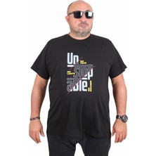 Starbattal Erkek Büyük Beden Sıfır Yaka Tişört Un Stop Able 25181 Sıyah