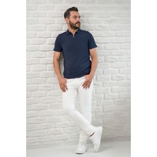 San&fa Slimfit Fermuar Kapamalı Rayon Kumaş Likralı Polo Yaka T-Shirt