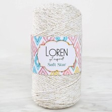 Loren Soft Star Makrome İpi Sarı Simli Krem RM103