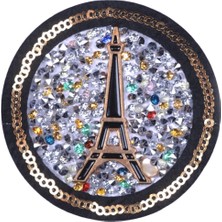 Soi Home Aplike Ütü İle Yapışan Taşlı Eyfel Kulesi Siyah Arma 6 cm