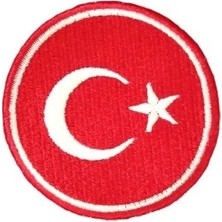 Aplike Ütü Ile Yapışan Türk Bayrağı Yuvarlak Küçük Arma 3 cm