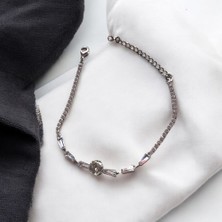 Tek Taşlı Şık Su Yolu Ince Çelik Bileklik