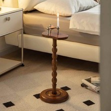 Simillo Home & Living Açık Ceviz Doğal Masif Ahşap Yan Sehpa – Tekli Mantar Sehpa