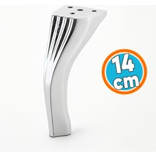 Metal Mobilya Ayağı Ayakları Ünite Baza Koltuk Kanepe Sehpa Ayakları 14 cm Gümüş Krom Renk