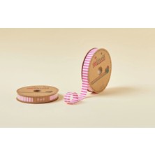 Biye Kalın Çizgili Katlı F02 Pembe 2 cm 25 Metre %65 Koton %35 Polyester