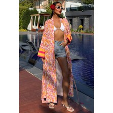 Kadın Multi Desenli Kruvaze Keten Kimono
