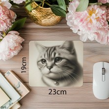 Luluyen 3D Etkili Kalemle Çizilmiş Kedi Mouse Pad - 19X23 cm 2 mm Dikdörtgen Ithal Baskılı Mouse Pad