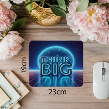 Luluyen Think Big Yazılı Uzay Temalı Neon Mousepad - 19X23 cm 2 mm Dikdörtgen Ithal Baskılı Mouse Pad