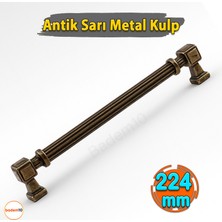 Talas 224 mm Çizgili Antik Sarı Metal Kulp Mobilya Çekmece Mutfak Dolabı Dolap Kulpları Kulb 22.4 cm
