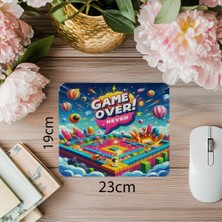 Luluyen Game Over Never Yazılı Karikatür Stil Mousepad - 19X23 cm 2 mm Dikdörtgen Ithal Baskılı Mouse Pad