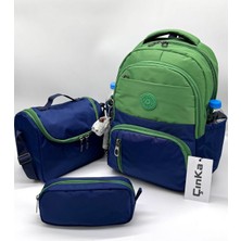 Suya Dayanıklı Kumaş Folyo Beslenmelikli ve Kalemlikli Sırt Ilkokul Çantası 3'lü Set