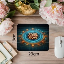 Luluyen Take Action Now Temalı Holografik Mousepad - 19X23 cm 2 mm Dikdörtgen Ithal Baskılı Mouse Pad