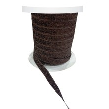 Kadife Kurdele Simli 1 cm Kahverengi 1 Metre