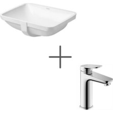 Duravit Starck 3 49 cm Tezgahaltı Lavabo ve Wave Lavabo Bataryası, Medium