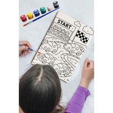 Araba Yarışı Sayılarla Boyama Tuval Seti Çocuk, Kodlamalı Aktivite, Çocuklar Için Sayılarla Boyama