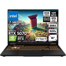 Asus Tuf Gaming F16 FX608JPR I7-14650HX 16 GB 256 GB SSD 8gb RTX5070 16" 165 Hz 2.5k Wqxga Windows 11 Home Gaming Laptop FX608JPRAT16