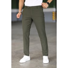 Bürke Erkek Haki Renk Italyan Kesim Slimfit Kumaş Pantolon