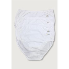 Kadın Beyaz Likralı Model Klasik Külot 3'lü