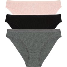 Kadın Karışık Renkli Korseli 1 Beden Incelten 3lü Slip Külot