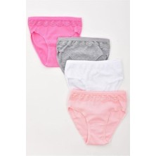 Kız Çocuk Pembe 6'lı Dantelli Slip Külot Pamuk