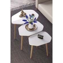 Zigon Sehpa 3'lü Trio Beyaz