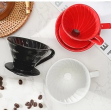 Vestron Beyaz V60 02 Dripper Seramik Kahve Demleme Ekipmanı Filtre Kahve (White Ceramic)