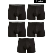 Cnt Cennetoğlu Erkek Likralı Pamuklu Boxer Siyah Katlanmayan Paça Tasarımı 5'li Paket